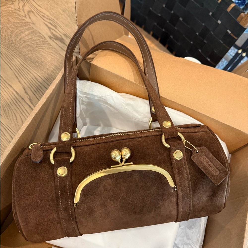 Runway Coach Kisslock Barrel Bag
